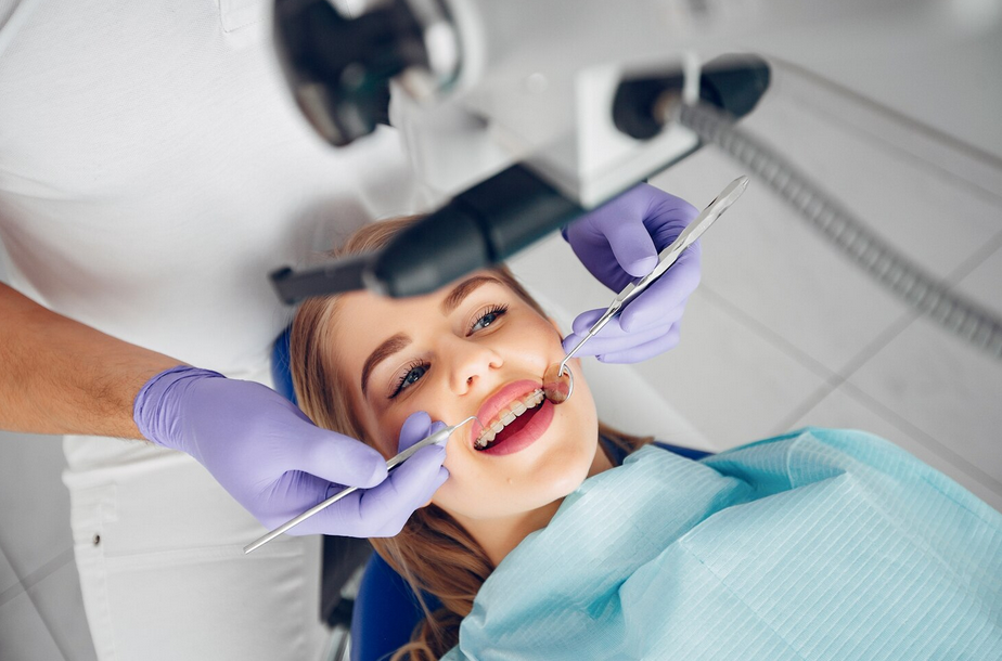 Dentist caring for a patient