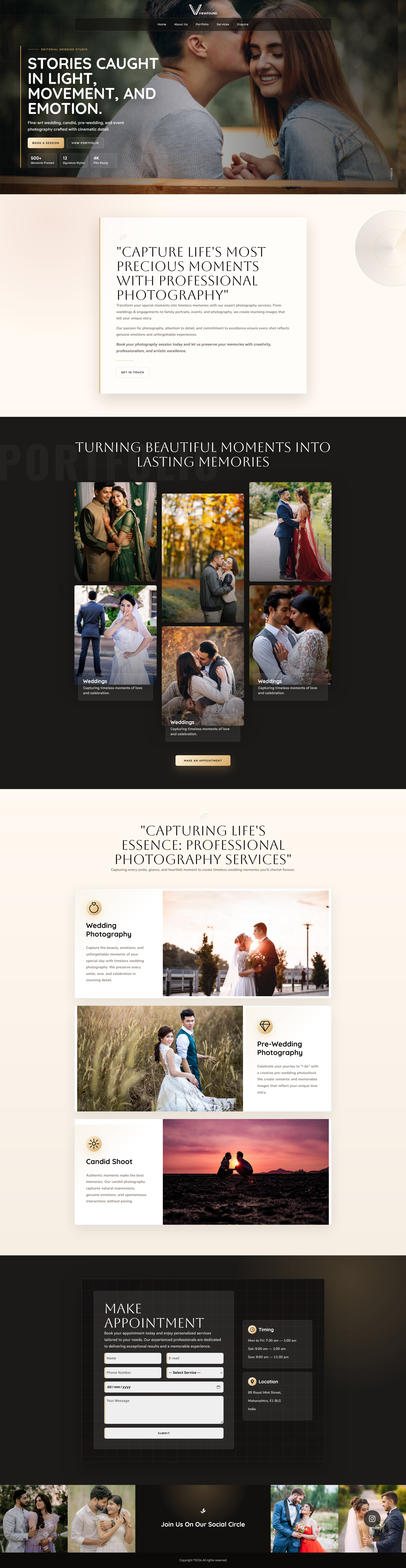 Photography website demo preview