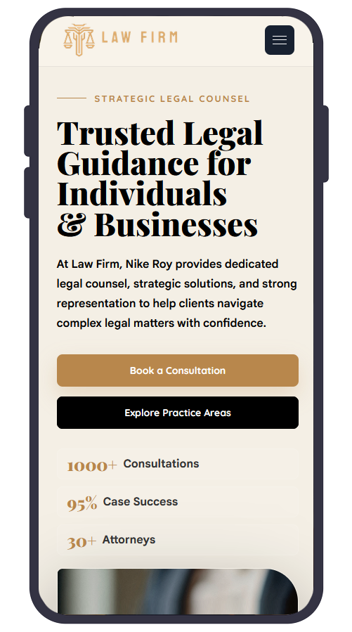 Lawyer booking website preview