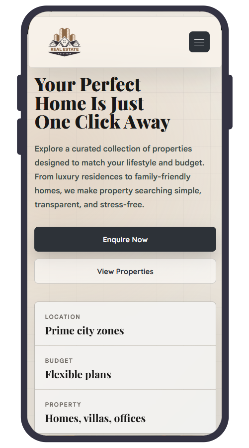 Real estate booking website preview